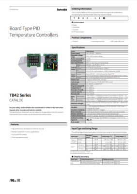 AUTONICS TB42 CATALOG TB42 SERIES: BOARD TYPE PID TEMPERATURE CONTROLLERS